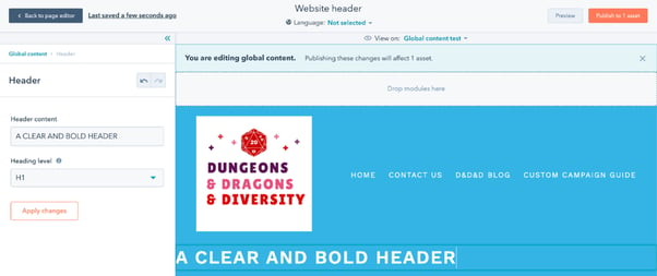 HubSpot's drag and drop website builder