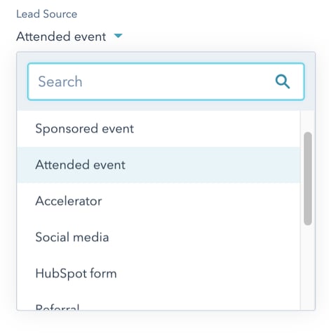Custom lead sources drop-down
