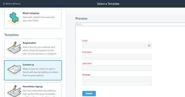 HubSpot's drag and drop form builder