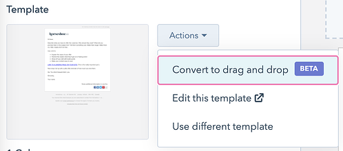 hubspot email convert to drag and drop