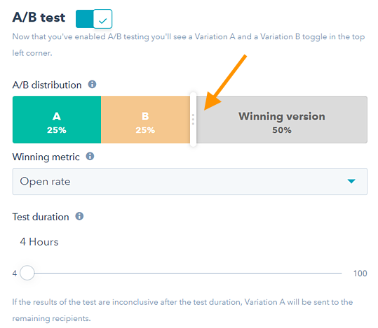 HubSpot's A/B Testing tool