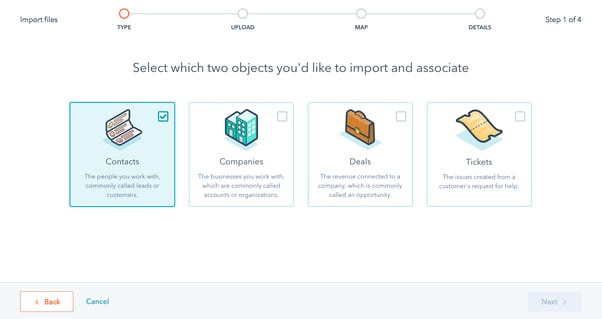 Choosing and associating objects within HubSpot