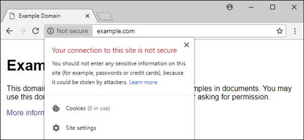 website HTTPS security warning