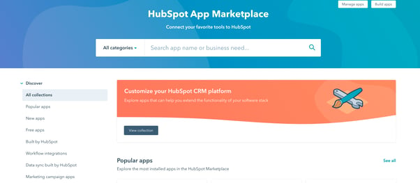 HubSpot app marketplace