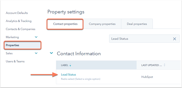 lifecycle stage contact property