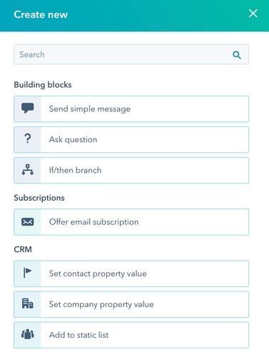 Building blocks of HubSpot chatflows