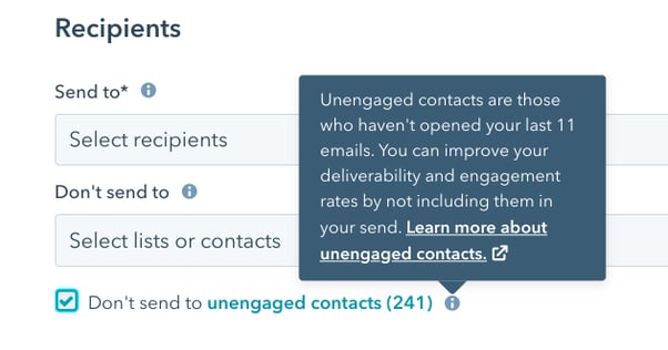 Send to unengaged recipients in HubSpot's email tool