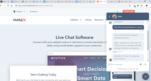 hubspot live chat