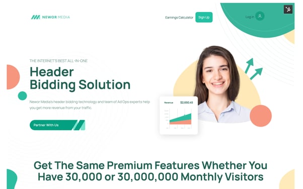 Landing page for header bidding