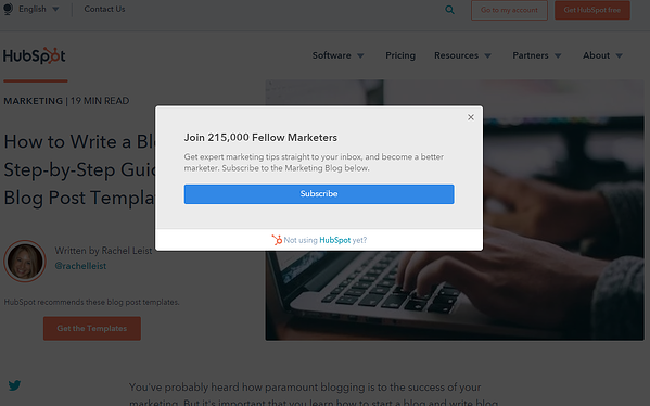 popoup1.Hubspot newsletter signup 