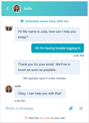 HubSpot live chat