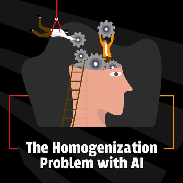 Graphic featuring a human head filled with gears being adjusted by tiny workers, with text reading 